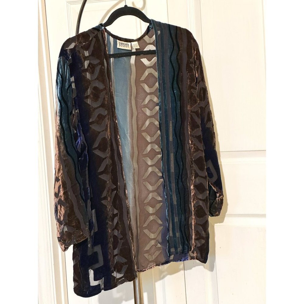 Chico's Cartigan, Size SM, Blue Brown and Purple